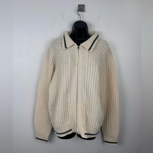 CASATLANTIC Men Khenifra Ecru Full Zip Wool Cardigan Size Large